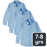 M&S Boys Regular Fit Easy to Iron Shirts, 7-8 Years, Blue