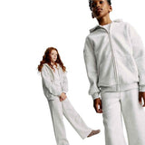 M&S Girls Wide Leg Cotton Rich Joggers, 7-8 Y, Grey Marl