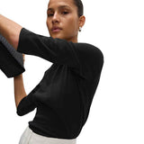 M&S Womens Pure Cotton Slim Fit Top, Size 12, Black