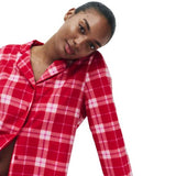 M&S Womens Checked Pyjama Set, XXL, Red & White
