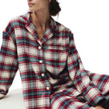 M&S Christmas Womens Checked Revere Pyjama, 8, Ivory
