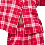 M&S Womens Checked Pyjama Set, XXL, Red & White