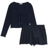 M&S Rib Pointelle Lounge Shortie Set, XL, Navy