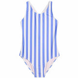 MS Girls Stripe Swimming Costume 7-8 Years Blue