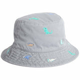 M&S Kids Embroidered Bucket Sun Hat, 3-6 Years, Steel Blue