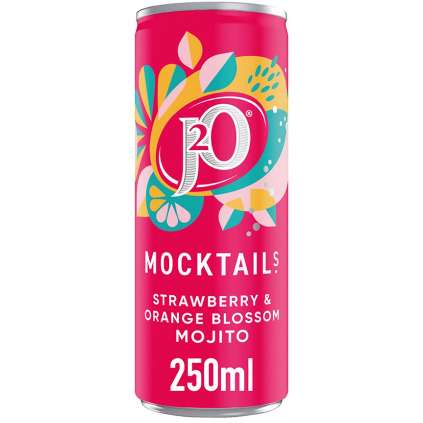 J2O Mocktails Strawberry &amp; Orange Blossom Mojito Drink 250ml