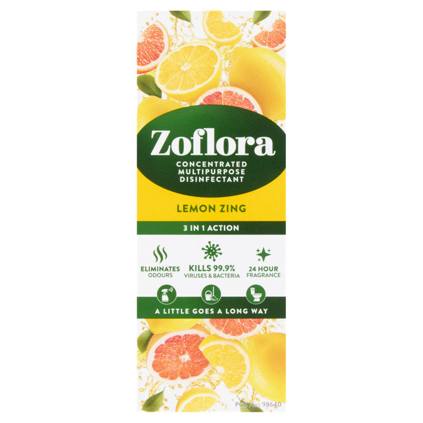 Zoflora Concentrated Multipurpose Disinfectant Lemon Zing 3 in 1 Action 120ml