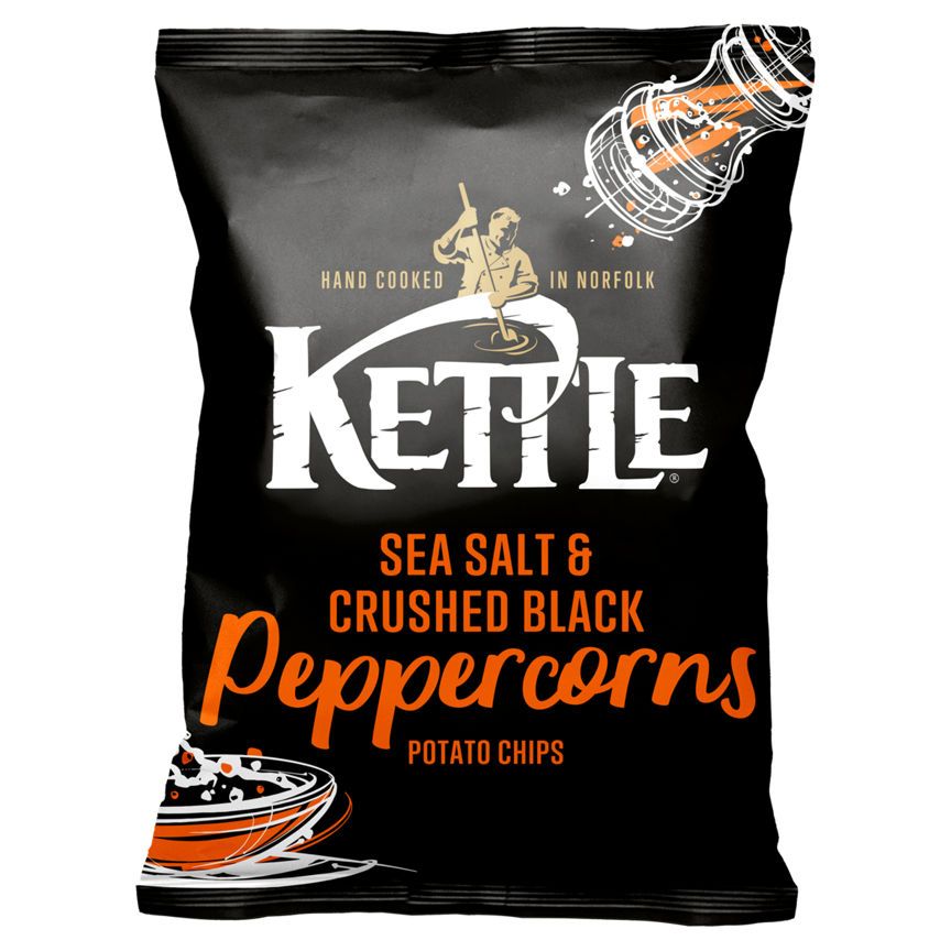 Kettle Chips Sea Salt and Crushed Black Peppercorns Sharing Crisps