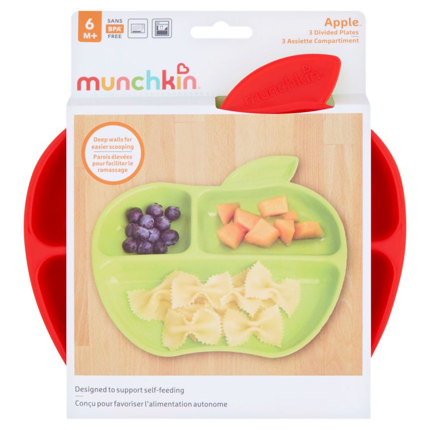 Munchkin 3 Lil' Apple Plates 6m+ GOODS ASDA   