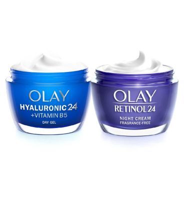 Olay Hiya Hydration with Hyaluronic Acid + Vitamin B5 Day and Retinol Night Moisturiser Bundle