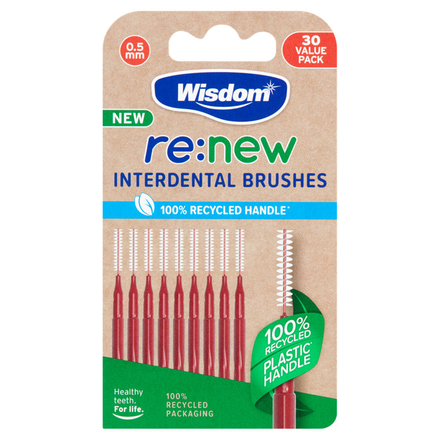 Wisdom Re:new Interdental Brushes 30 pack 0.5mm GOODS ASDA   