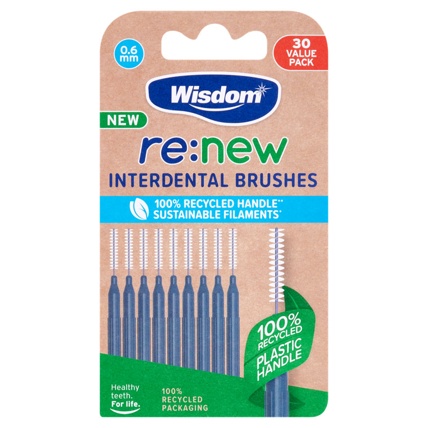 Wisdom re:new Interdental Brushes 30 pack 0.6mm GOODS ASDA   