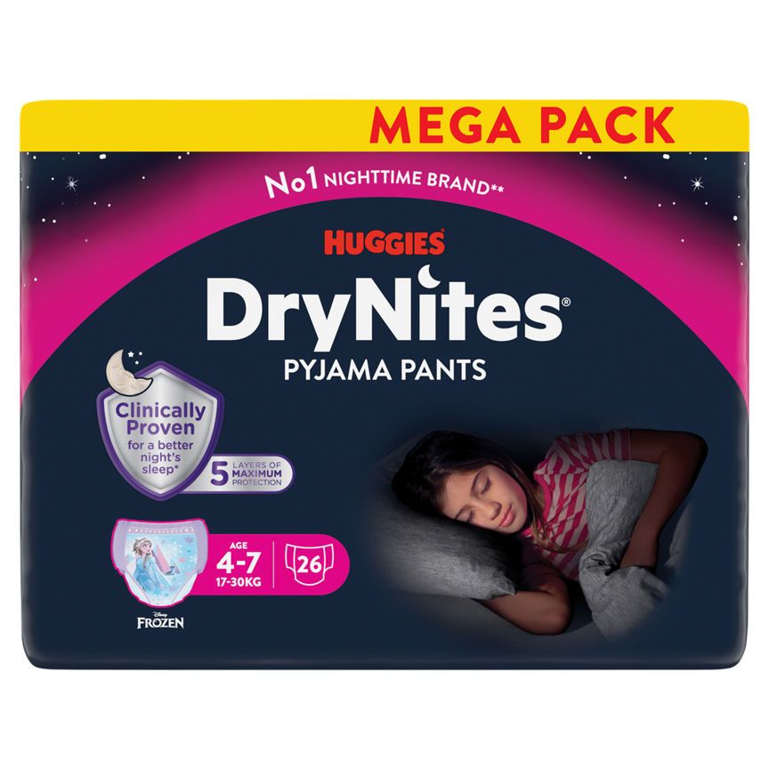 Huggies DryNites 26 Pyjama Pants Age 4-7 17-30kg Mega Pack