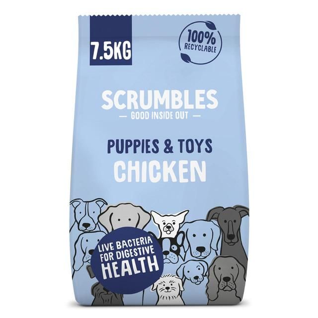 Scrumbles Gluten free Puppies & Toys Chicken Dry Dog Food   7.5kg