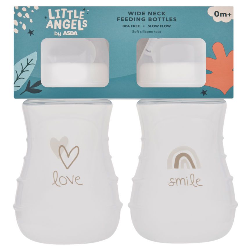 LITTLE ANGELS by ASDA Wide Neck Feeding Bottles 0m+