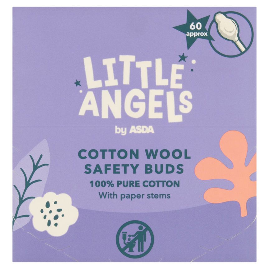 LITTLE ANGELS by ASDA Cotton Wool Safety Buds 60 approx GOODS ASDA   