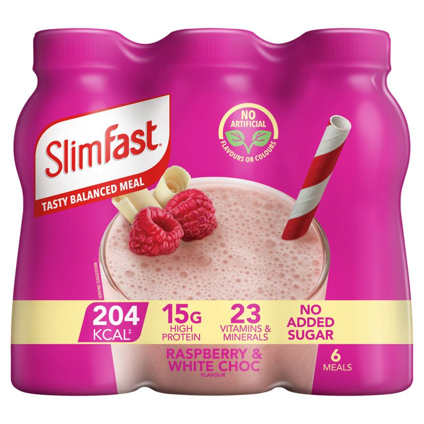 SlimFast Raspberry & White Choc Flavour 6 x 325ml (1.95l)