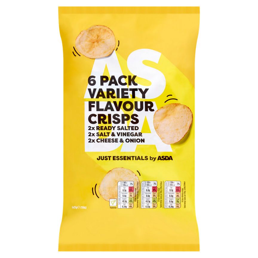 JUST ESSENTIALS by ASDA 6 Pack Variety Flavour Crisps