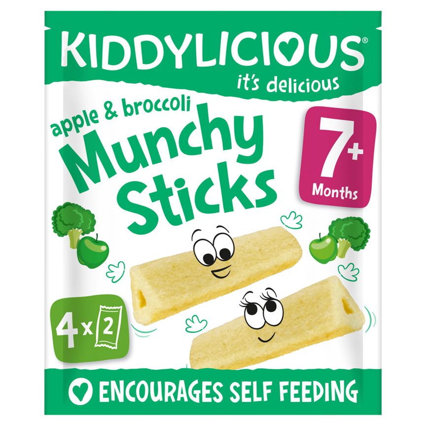 Kiddylicious Apple &amp; Broccoli Munchy Sticks 7+ Months 4 x 4g (16g)