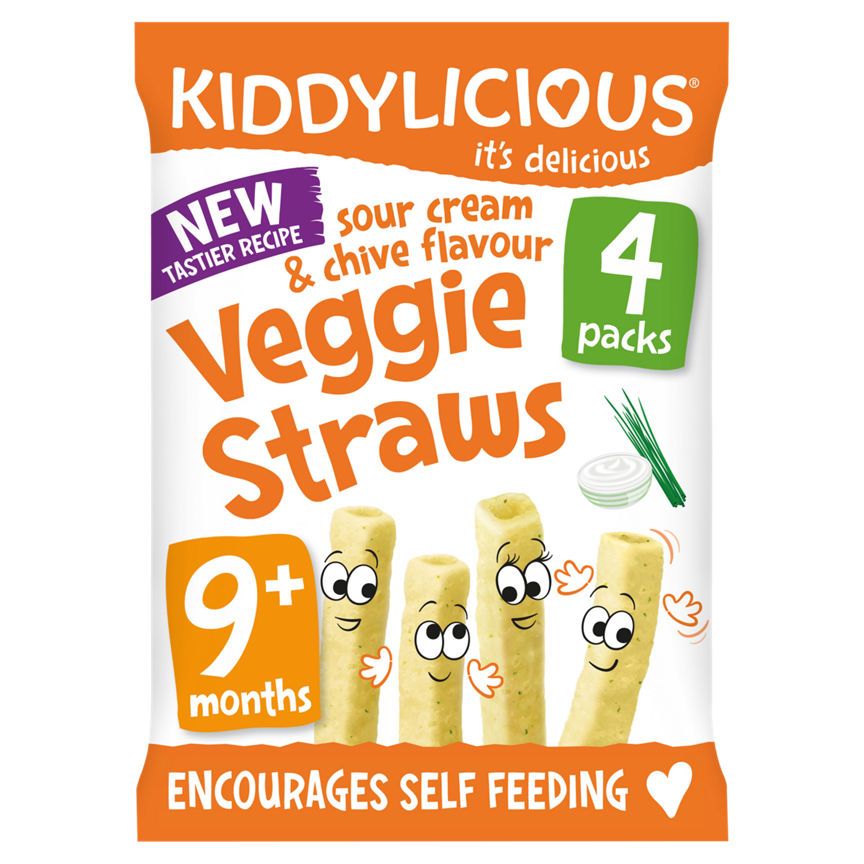 Kiddylicious Sour Cream & Chive Flavour Veggie Straws 4 x 12g (48g) GOODS ASDA   