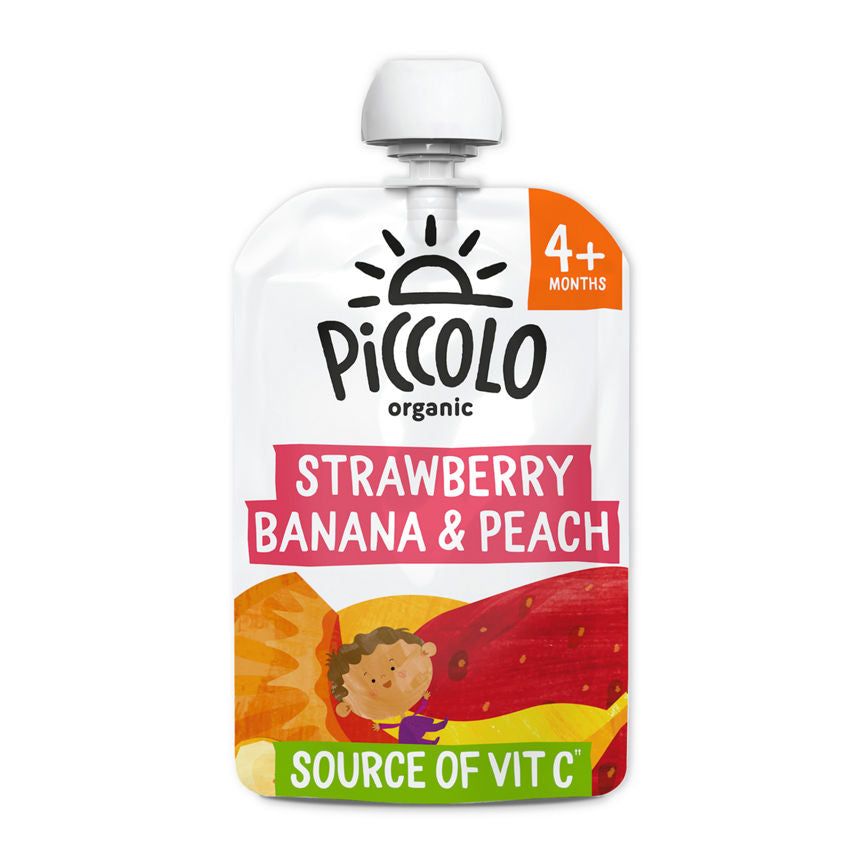 Piccolo Organic Strawberry, Banana & Peach 4 Months+