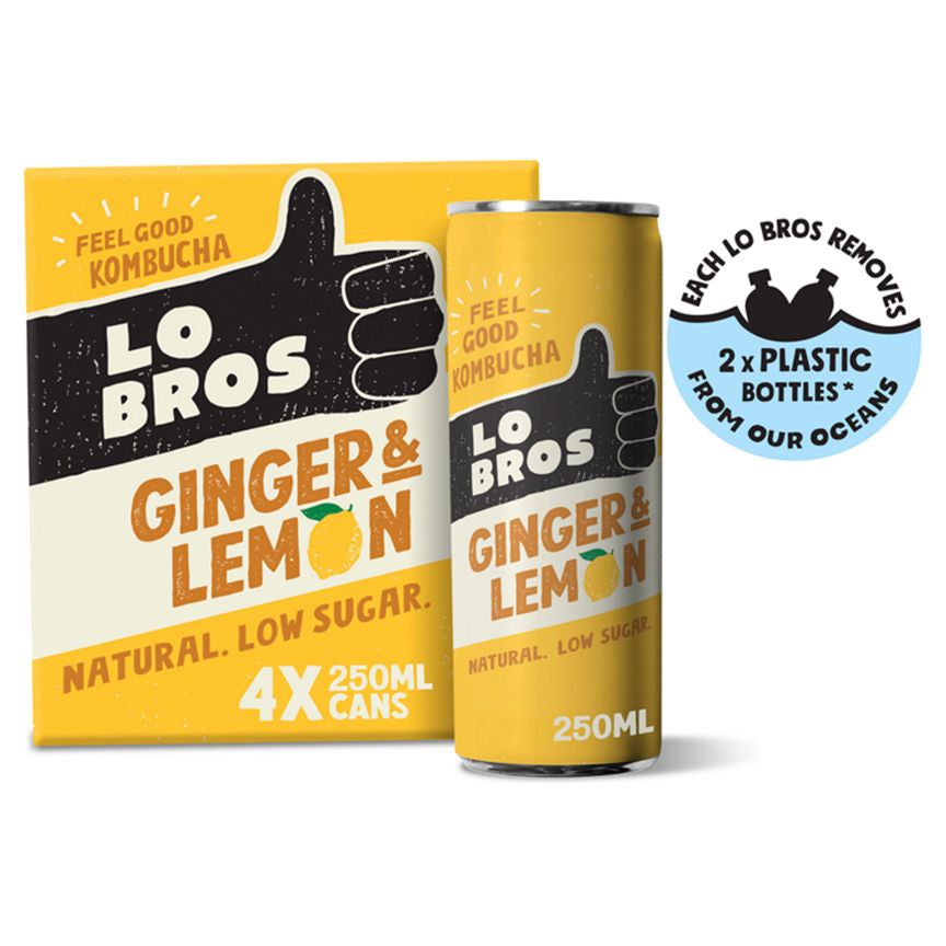 Lo Bros Living Drinks Organic Kombucha Ginger & Lemon Cans