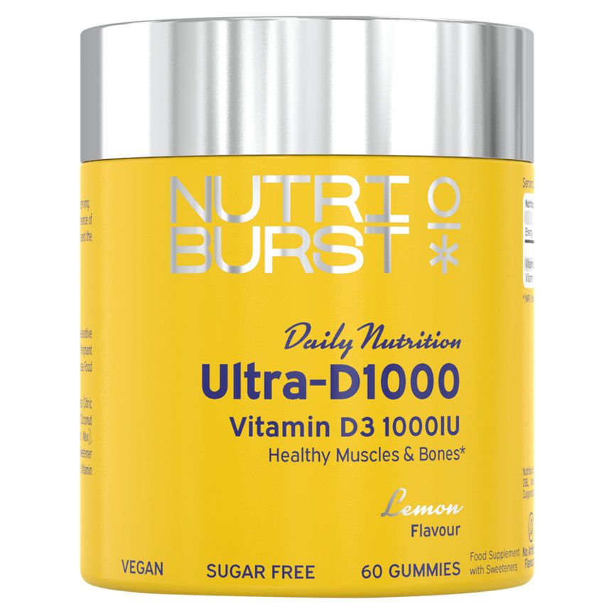 Nutriburst Ultra-D1000 Vitamin D3 1000IU Lemon Flavour 60 Gummies GOODS ASDA   