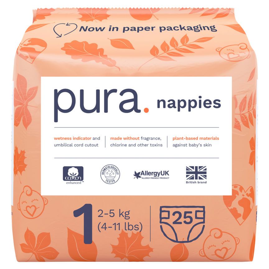 Pura 25 Nappies Size 1 Newborn 2-5 kg (4-11 lbs) GOODS ASDA   