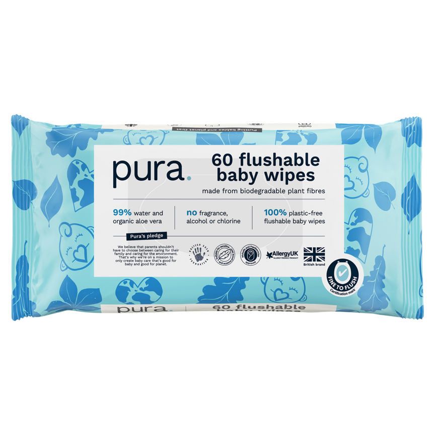 Pura 60 Flushable Baby Wipes