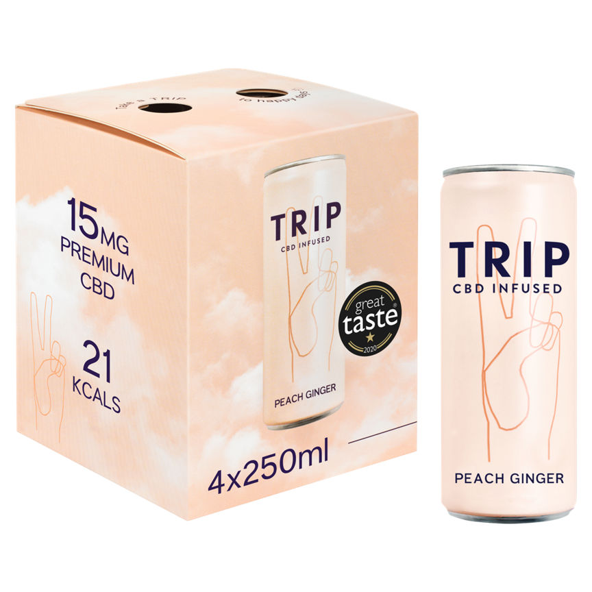 TRIP CBD Infused Peach Ginger Cans GOODS ASDA   