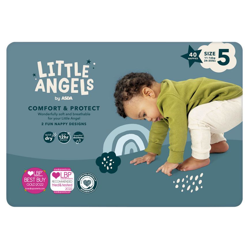 LITTLE ANGELS by ASDA Size 5 Comfort & Protect 40 Nappies GOODS ASDA   