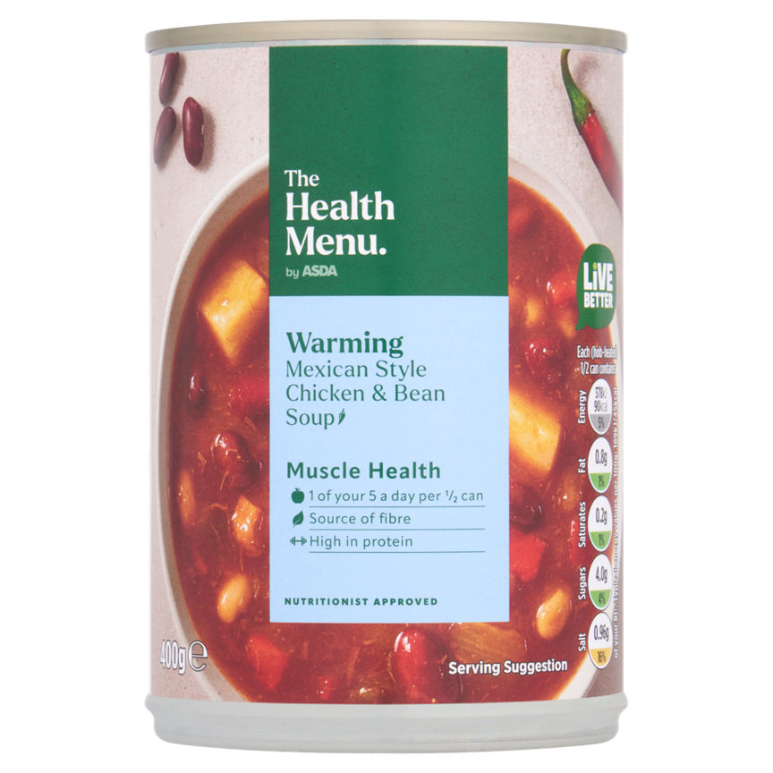 The Health Menu by ASDA Warming Mexican Style Chicken & Bean Soup 400g