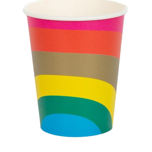 Rainbow Recyclable Paper Party Cups   8 per pack