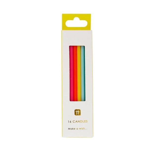 Rainbow Birthday Candles with Holders   16 per pack GOODS M&S   