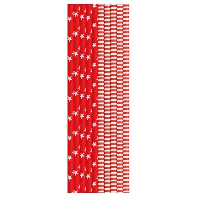 Red & White Recyclable Paper Straws   25 per pack GOODS M&S   