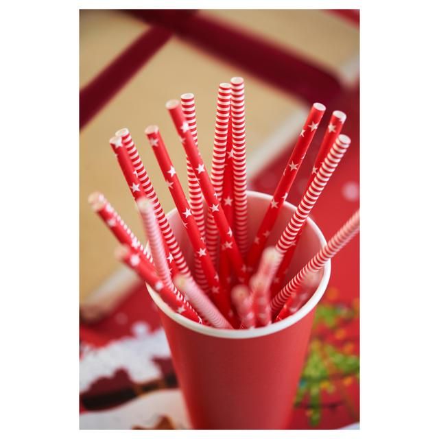 Red & White Recyclable Paper Straws   25 per pack GOODS M&S   