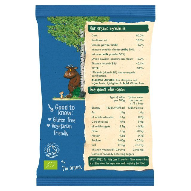 Organix Cheese & Onion Organic Gruffalo Claws 12 mths+ Multipack   4 x 15g