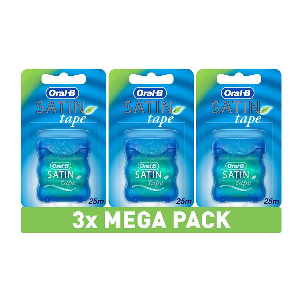 Oral-B satin tape dental floss mint x3