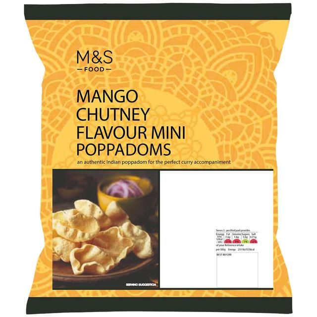 M&S Mango Chutney Flavour Mini Poppadoms   65g