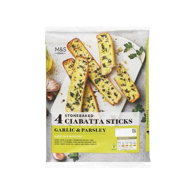 M&S 4 Garlic & Parsley Ciabatta Sticks   4 per pack GOODS M&S   