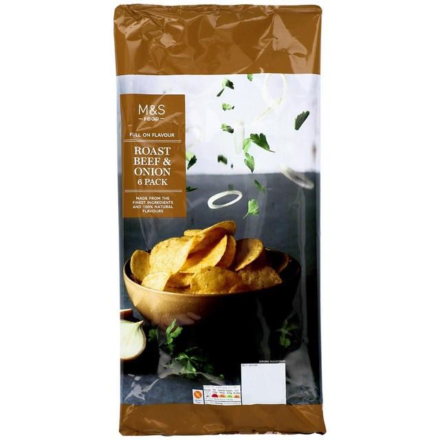 M&S Roast Beef & Onion Crisps   6 x 25g GOODS M&S   