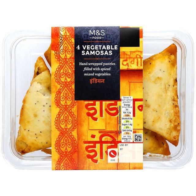 M&S 4 Hand Wrapped Vegetable Samosas   220g GOODS M&S   