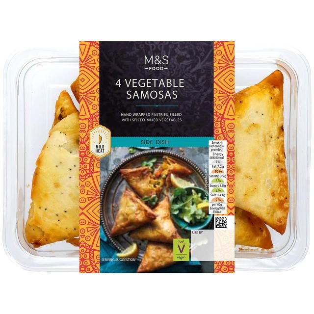 M&S 4 Hand Wrapped Vegetable Samosas   220g GOODS M&S   