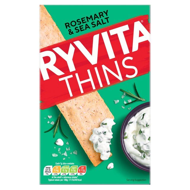 Ryvita Thins Rosemary & Sea Salt Flatbread Crackers   125g