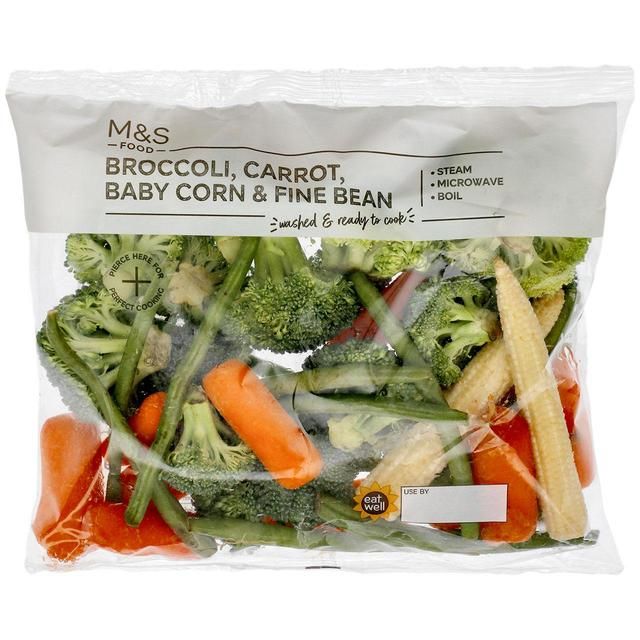 M&S Broccoli Carrot Baby Corn & Fine Bean   320g