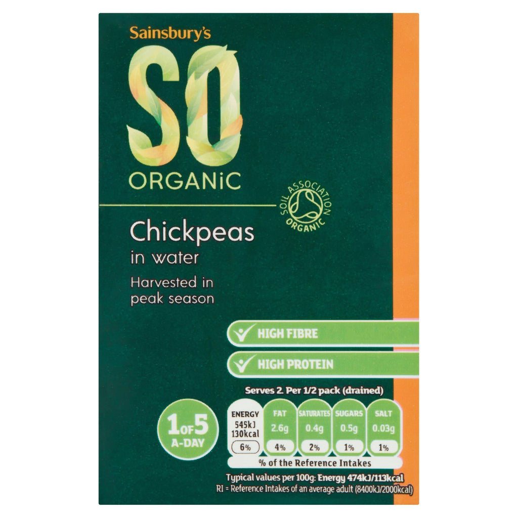 Sainsbury's Chickpeas, SO Organic 380g (230g*)