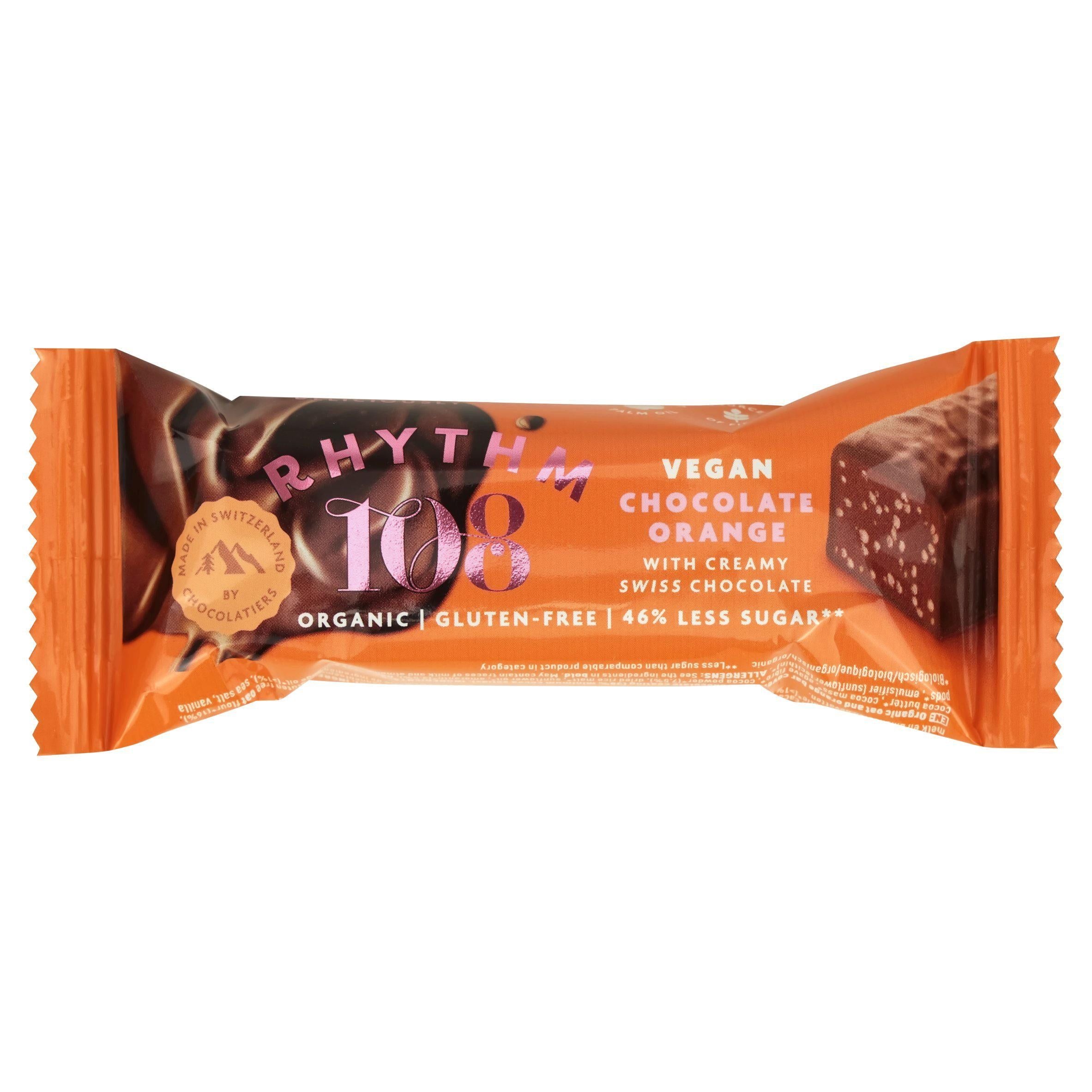 Rhythm108 Swiss Vegan Orange Bar with Dark Chocolate 33g GOODS Sainsburys   