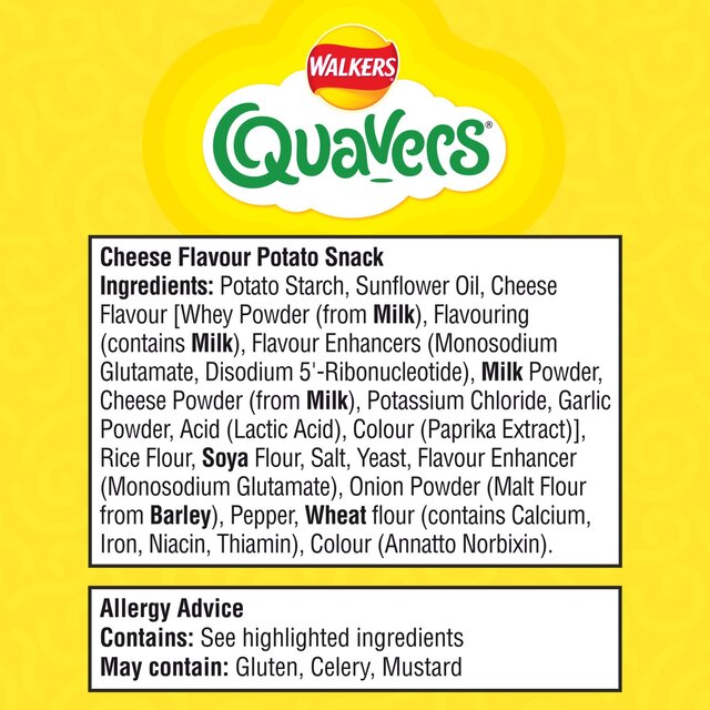 Walkers Quavers Cheese Multipack Snacks   6 per pack