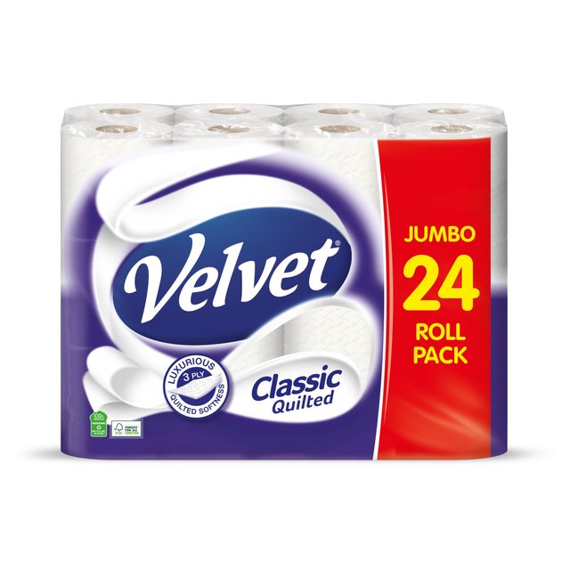 Velvet Classic Quilted Toilet Rolls   24 per pack