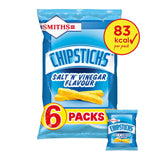 Smiths Chipsticks Salt &amp; Vinegar Multipack Snacks Crisps 6x17g